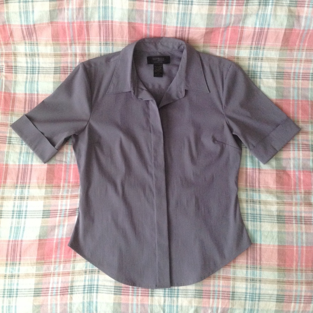EUC Size 7/8 Slate Gray Button Down Blouse
